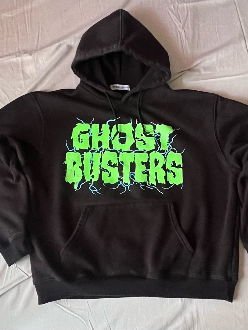 Black Hoodie with Neon Green 'GHOST BUSTERS' Graphic - Unbranded